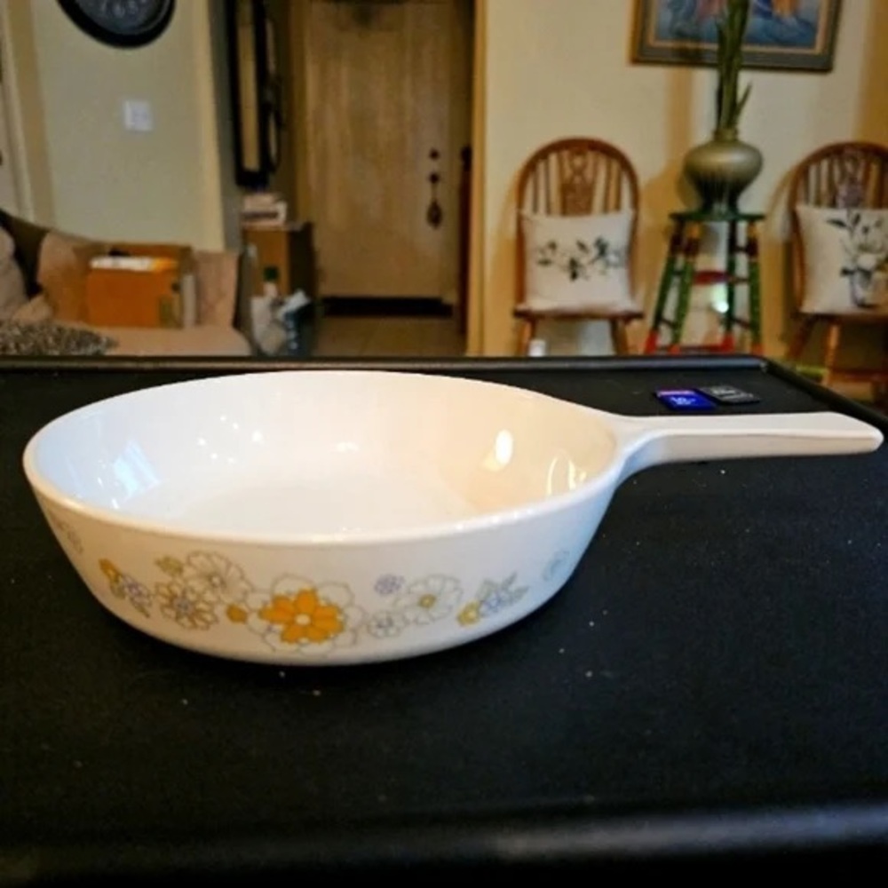 Corningware White Skillet with Floral Accents